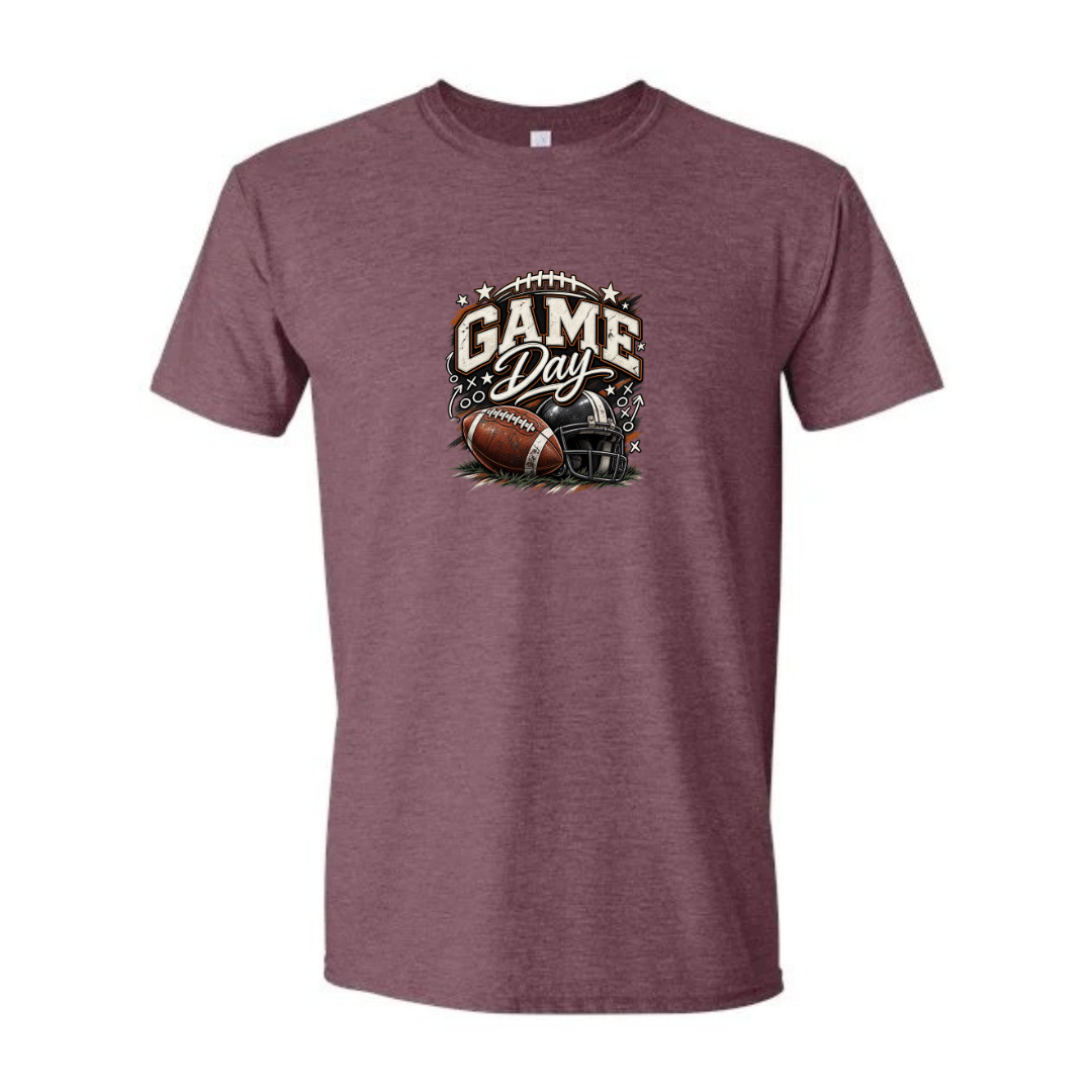 Game Day — Bold Retro design on maroon Softstyle tee
