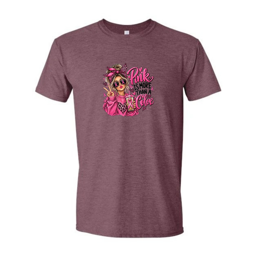 Pink Is More Than A Color design on maroon Softstyle tee