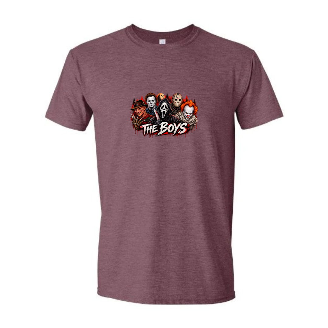 The Boys design on maroon Softstyle tee