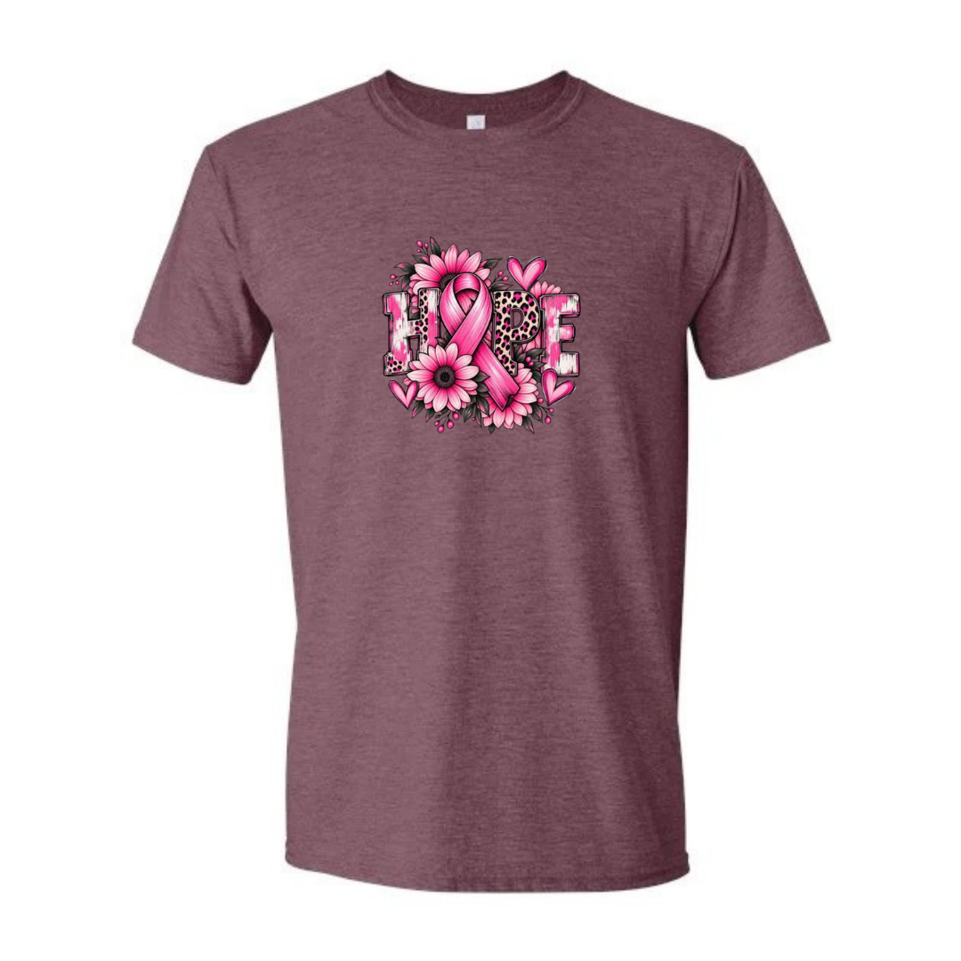 Hope — Sunflower design on maroon Softstyle tee